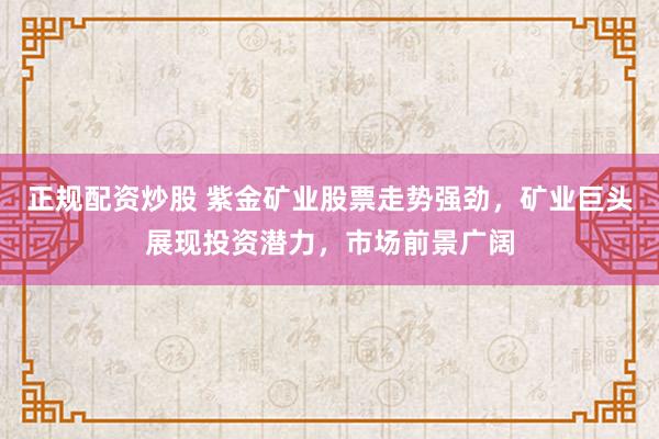正规配资炒股 紫金矿业股票走势强劲，矿业巨头展现投资潜力，市场前景广阔