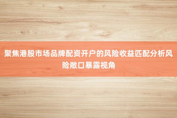 聚焦港股市场品牌配资开户的风险收益匹配分析风险敞口暴露视角