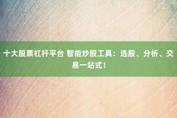 十大股票杠杆平台 智能炒股工具：选股、分析、交易一站式！