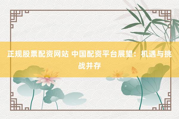 正规股票配资网站 中国配资平台展望：机遇与挑战并存
