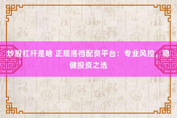 炒股杠杆是啥 正规搭档配资平台：专业风控，稳健投资之选